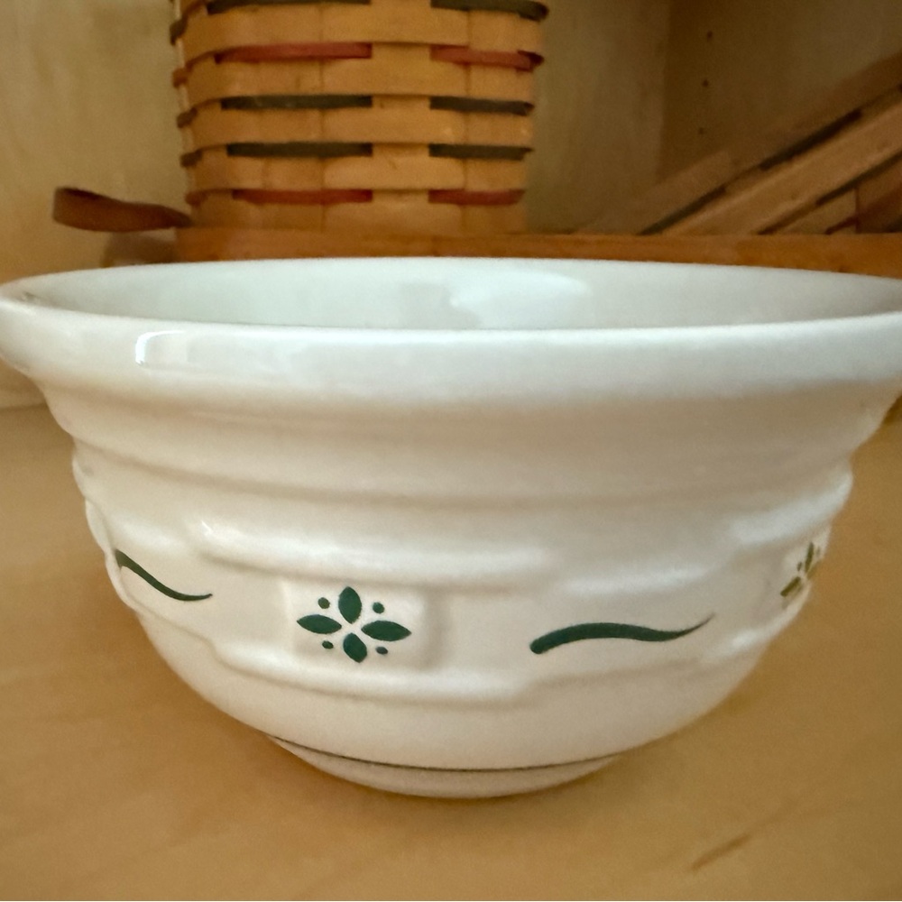 Longaberger Ceramic Bowl with Green Accents